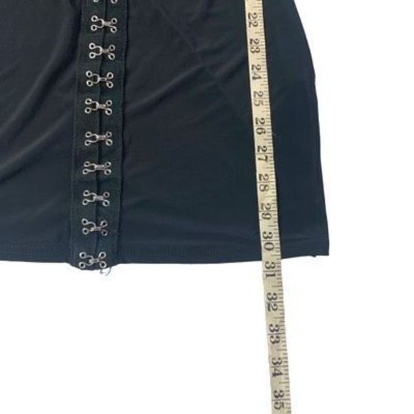 Pretty Little Thing Sz 6 Black Polyester Stretch Punk Clasp Close Body-Con Dress - Picture 11 of 14